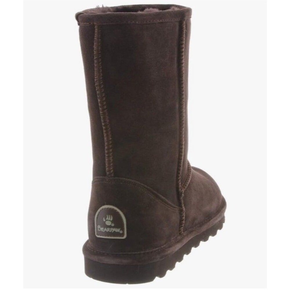 Bearpaw Elle Short Wide Suede Sheepskin Wool Boots Women US 13 Brown